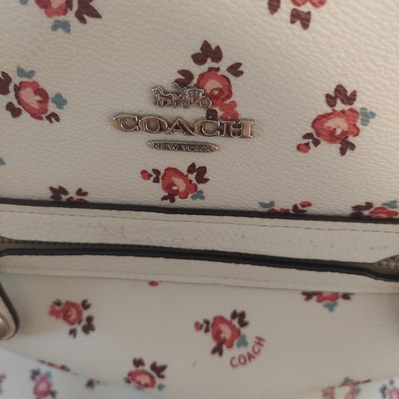 Coach Flower Taylor Tote Bag purse handbag pocketbook designer cream pink floral - Picture 3 of 15